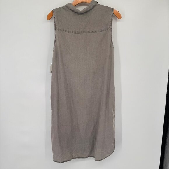 TERRE BLEUE Sleeveless Floral Embroidered Lyocell Shirt Dress Gray Size Large - Picture 12 of 13